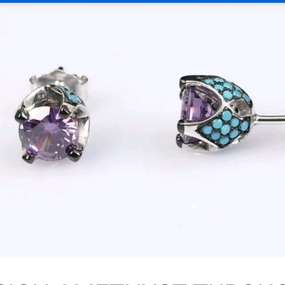 Amethyst, turquoise & topaz earring & ring SET - Picture 8 of 8